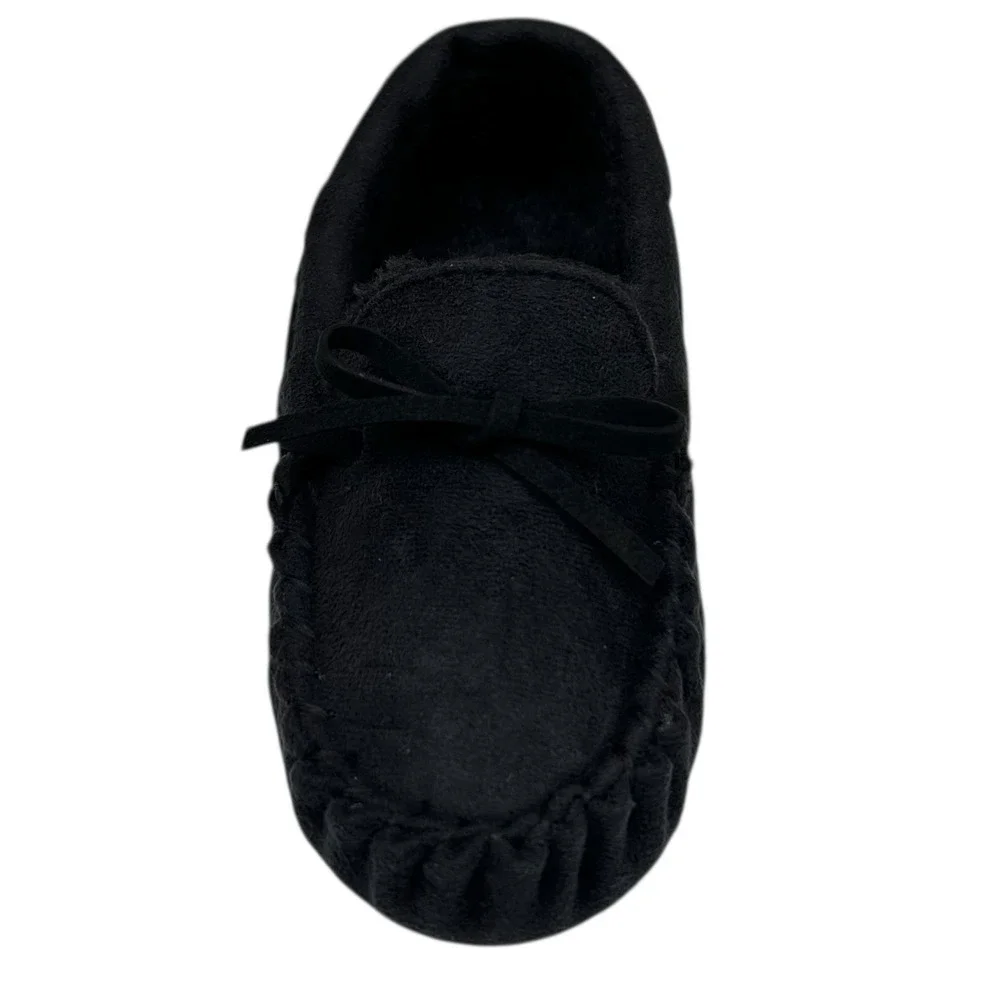 Bearpaw Boys Faux Fur Lined Slippers Size 11-12 (S) Black Warm Cozy Winter Shoes
